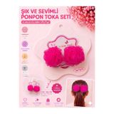 2'li Set Şık ve Sevimli Simli Tül Ponpon Lastik Saç Tokası - 3 Farklı Seçenek asel w10