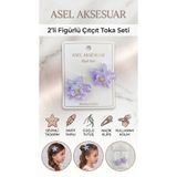 2'li Set Simli Yıldız Figürlü Çiçek ve Kurdele Detaylı Pens Saç Tokası Farklı Renk Seçenekli asel 118a