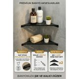 2'li Set Siyah Banyo Köşe Rafı Metal 27X14 cm Duş Organizeri