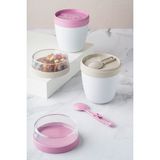 2'li Set Taşınabilir Kaşıklı Yoğurt Kabı - 700 ml Pratik Yemek Saklama ve Müsli Kabı 7176451 - Lila-Kahverengi