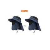 2'li Set UV Korumalı Sök Tak Maskeli Unisex Enseli Güneş Şapkası Outdoor Balıkçı Tarla