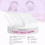 2'li Set Visco Hava Kanallı Ortopedik Yastık, 60x40x14cm