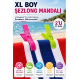 2'li Set Xl Boy Şezlong Mandalı Çift Telli Plaj Havlusu Halı Battaniye Çamaşır Mandalı Karışık Renk Renkli