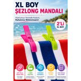 2'Li Set Xl Boy Şezlong Mandalı Çift Telli Plaj Havlusu Halı Battaniye Çamaşır Mandalı Karışık Renk