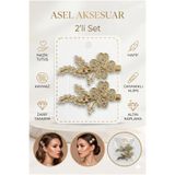 2'li Set Zirkon Taşlı ve İncili Altın Kaplama Metal Klips Saç Tokası Farklı Model Seçenekli asel 114a