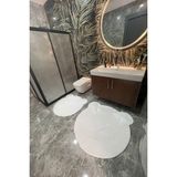 2li Sevimli Ayı Figürlü Post Peluş Tavşan Tüylü Banyo Takımı Klozet Takımı 80X80 ve 100X100 Banyo Paspası - Beyaz