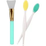 2li Silikon Maske Sürme Spatulası 2li Dudak Burun Peeling Etkili Gözenek Temizleme Fırçası