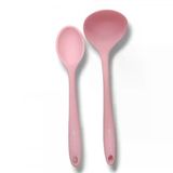 2'Li Silikon Set 1 Adet Kepçe 1 Adet Silikon Kaşık(27.5Cm) Pembe