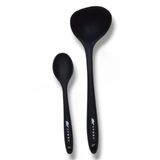 2'Li Silikon Set 1 Kepçe 1 Kaşık (20Cm) Siyah