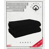 2'li Siyah %100 Pamuk Havlu Yüz ve Fitness Havlu Seti - Hassas Ciltlere Özel 2 Adet - 50 x 90 cm