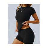 2'Lİ SPOR TAKIM KADIN KISA KOL SPOR BODY & TAYT PLATES GYM YOGA KOŞU FİTNESS ALT ÜST 2'Lİ TAKIM KISAAL2