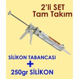 2li Tamset Büyük Boy 250GR Şeffaf Tüp Silikon ile Tetikli Silikon Tabancası Takkullan %100 Sızdırmaz