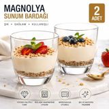 2’li Tatlı Magnolya Sunum Bardağı 2’li Set, Cam Lezzetli ve Göz Alıcı Magnolia Bardağı, Trileçe, Tiramisu ve Pasta Sunumları İçin Şık Servis Bardağı Özel Davetler Misafirlere İkram ve Hediyelik