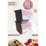 2’Li Tekerlekli Patateslik Soğanlık Oyuncak Kutusu Patates Soğan Sepeti Motek Pembe 24 Lt
