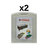 2'li Türkay 32.5X26.5X1 cm Saplı-Oluklu Polietilen Kesme Tahtası Kesim Levhası 1237 - Beyaz