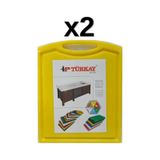 2'li Türkay 32.5x26.5x1 Cm Saplı-oluklu Polietilen Kesme Tahtası Kesim Levhası Sarı 1237