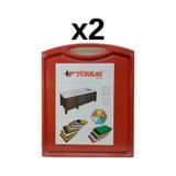 2'li Türkay 32.5x26.5x2 Cm Saplı-oluklu Polietilen Kesme Tahtası Kesim Levhası Kırmızı 1244