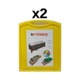 2'li Türkay 32.5x26.5x2 Cm Saplı-oluklu Polietilen Kesme Tahtası Kesim Levhası Sarı 1244