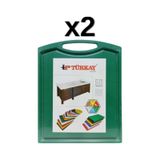 2'li Türkay 32.5x26.5x2 Cm Saplı-oluklu Polietilen Kesme Tahtası Kesim Levhası Yeşil 1244