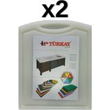 2'li Türkay Beyaz Polietilen Kesme Tahtası, 32.5X26.5X1 Cm, Saplı ve Oluklu - Ahşap - Bej - Siyah - Seçenek 1