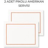 2’li Turuncu Piko Detaylı Amerikan Servisi – 30X40 cm Leke Tutmaz Duck Kumaş - 30 x 40 - Beyaz - Turuncu