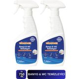 2'li Ultra Güçlü Tuvalet/wc-Banyo Temizleyici ve Kireç Çözücü Okyanus Kokulu Sprey 750 ml