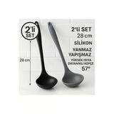 2'Li Ultra Sert Uçlu Isıya Dayanıklı Yanmaz Yapışmaz Silikon Kepçe Seti