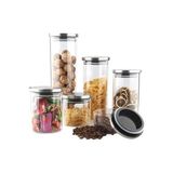 2'li Vakum Kapaklı Borosilikat Cam Saklama Kabı Seti – Mini Boy, Hava Geçirmez, Gıda Saklama Için Ideal-Baharat,kahve,şeker-Mini Baharatlık (Metal Yuvarlak, 360 Ml) - Option-1