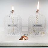 2Lİ VANİLYA SANDAL KOKULU OVAL KRİSTAL CAM ŞİŞE KANDİL SETİ (2X100 ML)