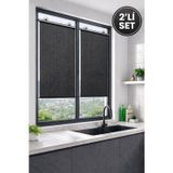 2’Li Vantuzlu Cam Güneşlik Perde 50X125 Cm – Isı Ve Güneş Önleyici Siyah Stor