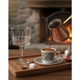 2'li Verde Desen Kahve Yanı Ayaklı Su Bardak Şeffaf 80ML - 2 Adet - 80 ml