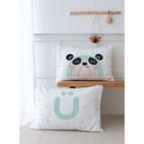 2'li Yastık Kılıfı (35X45) Mint Mavi Panda - Harf Serisi - U Harfi