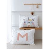 2'li Yastık Kılıfı (50x70) Somon Unicorn - Harf Serisi - mharfi