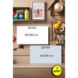 2'li Yeni Nesil Manyetik Yazı Tahtası 100X60 Cm, Şeffaf ve Beyaz Renk - Ahşap - Beyaz - Seçenek 1