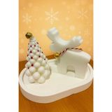 2'li Yeni Yıl Noel - Yılbaşı Konseptli Çam Ağacı Ve Geyik El Yapımı Soya Mum Ev Dekor Özel Hediye