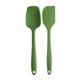 2li Yeşil Silikon Kaşık Spatula Yanmaz Yapışmaz Çizmez 27cm