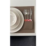 2'Li Yıkanabilir Amerikan Servis(1 ADET) ve Peçetelikli Çatal Bıçak Kaşık Kılıfı(1 ADET – Masa Düzenleyici Kılıf Seti | Şık Sofra Sunumu - 30 x 45 cm - Kahve