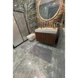 2'li Yıkanabilir Kaymaz Dot Taban Post Peluş Tavşan Tüylü Banyo Halısı Peluş Halı Klozet Takımı 50X60 ve 60X100 Banyo Paspası - Gri
