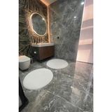 2li Yuvarlak Post Peluş Banyo Paspası Klozet Seti Takımı 80X80 ve 100X100 - Beyaz