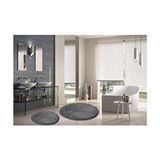 2li Yuvarlak Post Peluş Banyo Paspası Tak Kaymaz Taban Klozet Antrasit 100X100 60X60