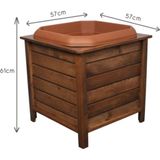 2mm Ahşap Ahşap Saksı Doğal Çam Ceviz Renk 57X57X61 Cm Kahverengi