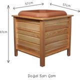 2mm Ahşap Ahşap Saksı Doğal Sarı Çam Kare 57X57 Y61 Cm Krem