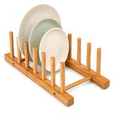 2Pcs Bambu - Ahşap Tezgah Üstü Tabaklık - Bulaşıklık