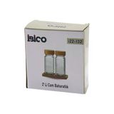 2Pcs Bambu Kapaklı Cam Tuzluk - Biberlik - Baharatlık 120Ml (2818)
