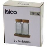 2pcs Bambu Kapaklı Cam Tuzluk - Biberlik - Baharatlık 120ML (4887)