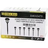 2pcs Dikey Ferforje Güneş Enerjili Solar LED Gece Sensör Bahçe Lambası 10X10X13CM+ÇUBUK=44CM (4887)