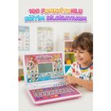 2'Si 1 Arada 100 Fonksiyonlu Prenses Tasarımlı Pembe Türkçe Eğitici Oyuncak Laptop