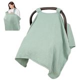2'si 1 arada Muslin Bebek Oto Koltuğu Kılıfı, Emzirme için Çok Amaçlı Emzirme Kılıfları, Kız Bebekler için Nefes Alabilir Araba Koltuğu Kılıfı, Yeşil