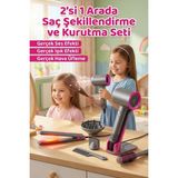 2'si 1 Arada Oyuncak Kuaför Seti - Işıklı Sesli ve Hava Üfleyen Fön, Düzleştirici ve Tarakla - Genel