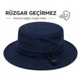 2'si 1 Arada Safari Şapka, Fileli ve Rüzgar Geçirmez, Su İtici Kumaş, Geniş Siperlik, Ayarlanabilir Kordon, Outdoor (LACİVERT)